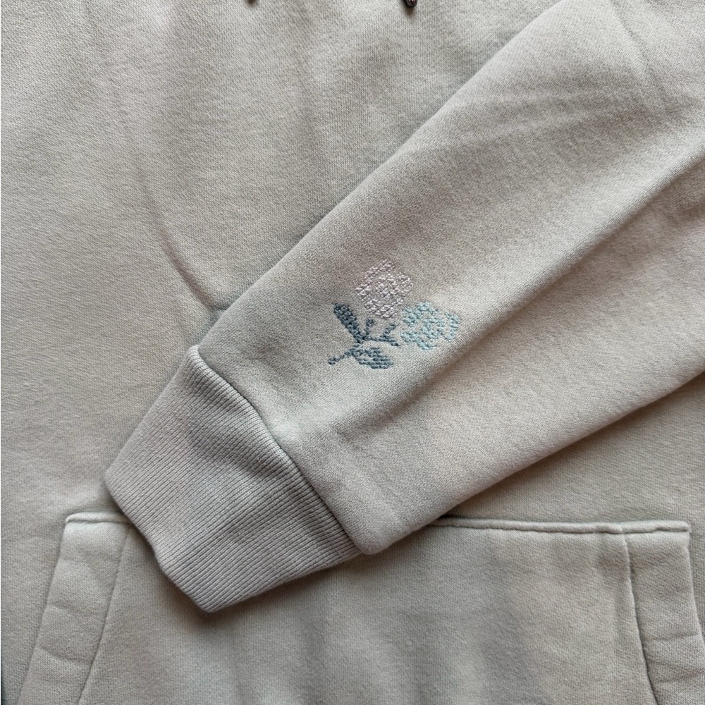 Hollister Women's Soft Green Hoodie - Picture 3 of 4